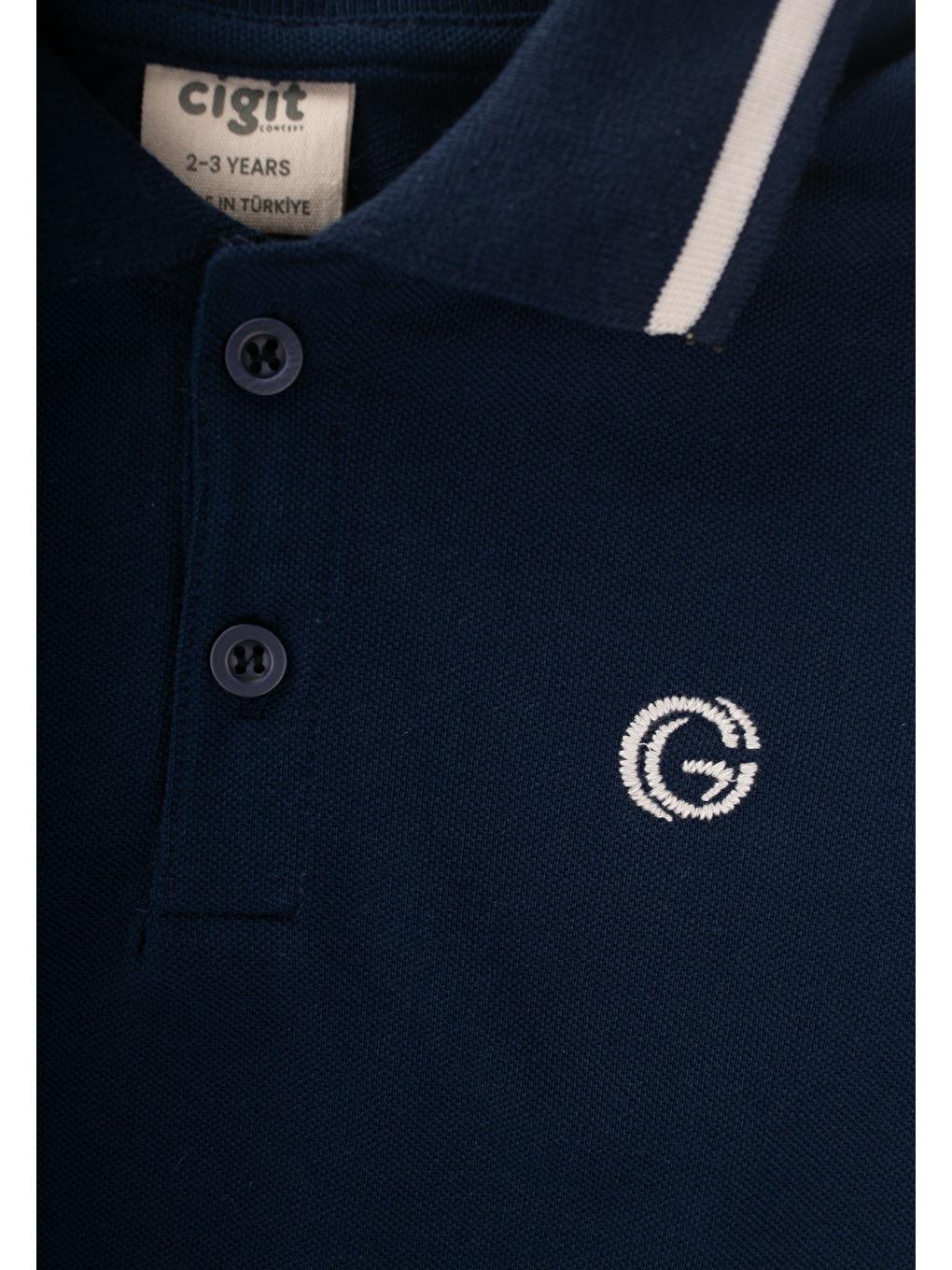 Lacivert Erkek Çocuk Polo Yaka Nakışlı Tişört-2