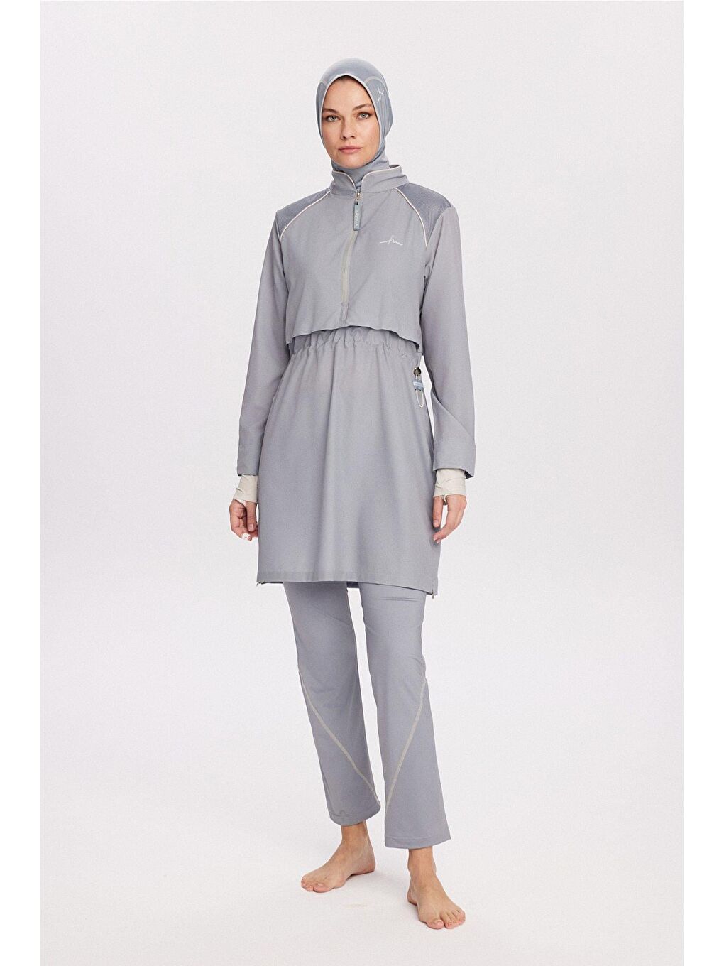 Turkuaz Performans Serisi Açık Mavi 5 Parça Tam Tesettür Mayo Takımı 2019