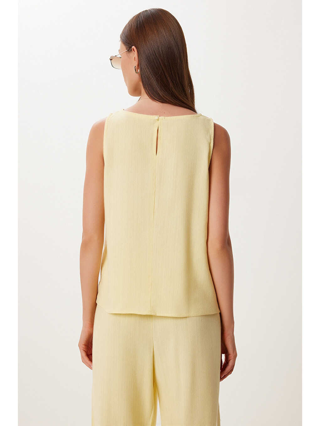 Sarı Keten Bluz Pantolon Takım SARI LMC0062-3