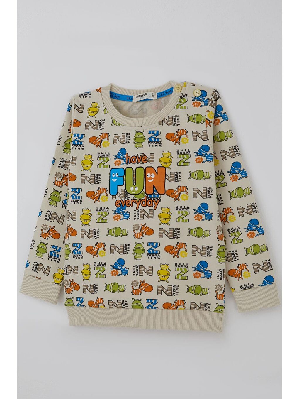 Bej Erkek Çocuk Eşofman Takımı Eğlence Temalı Zebra Macerası Taş (1.5-5 Yaş)-5