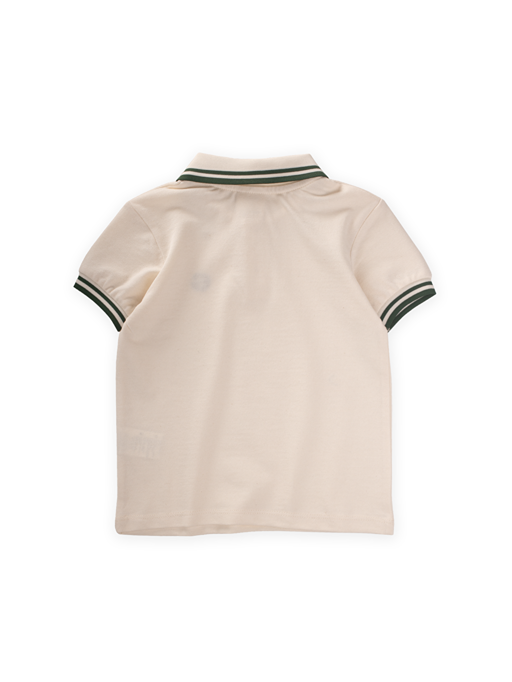 Ekru Erkek Çocuk Polo Yaka Nakışlı Çizgili Tişört-1