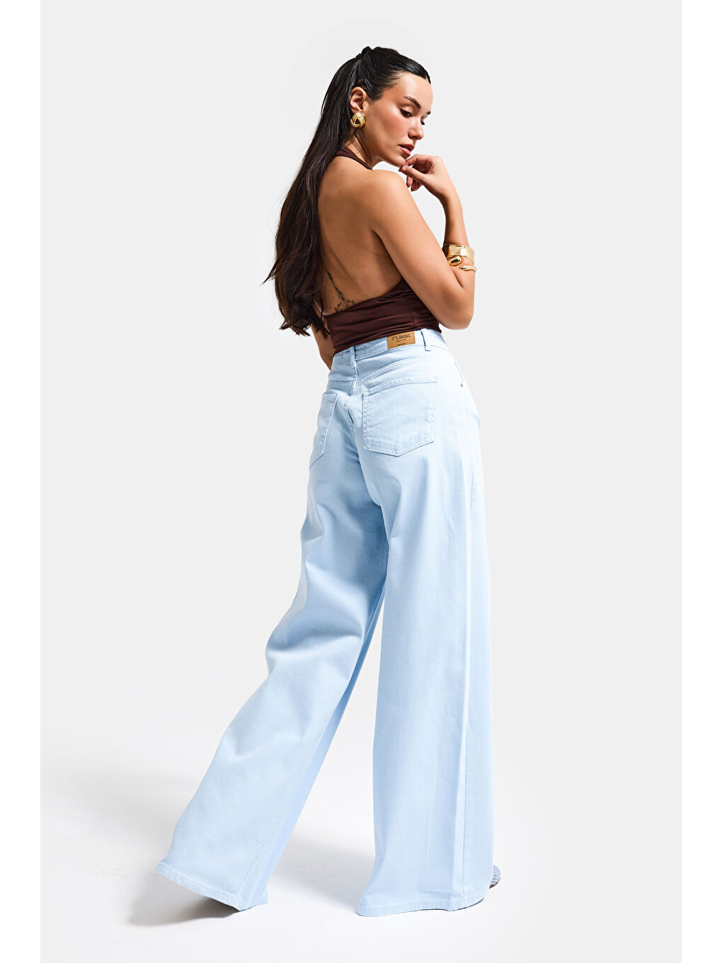 Kadın Bebe Mavisi 6s6-103 palazzo Fit Elastan Kumaş Denim Jean-1