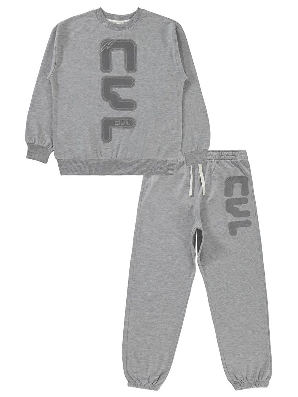 Gri Boys Cvl Nakışlı 10-13 Yaş Eşofman Takımı-1