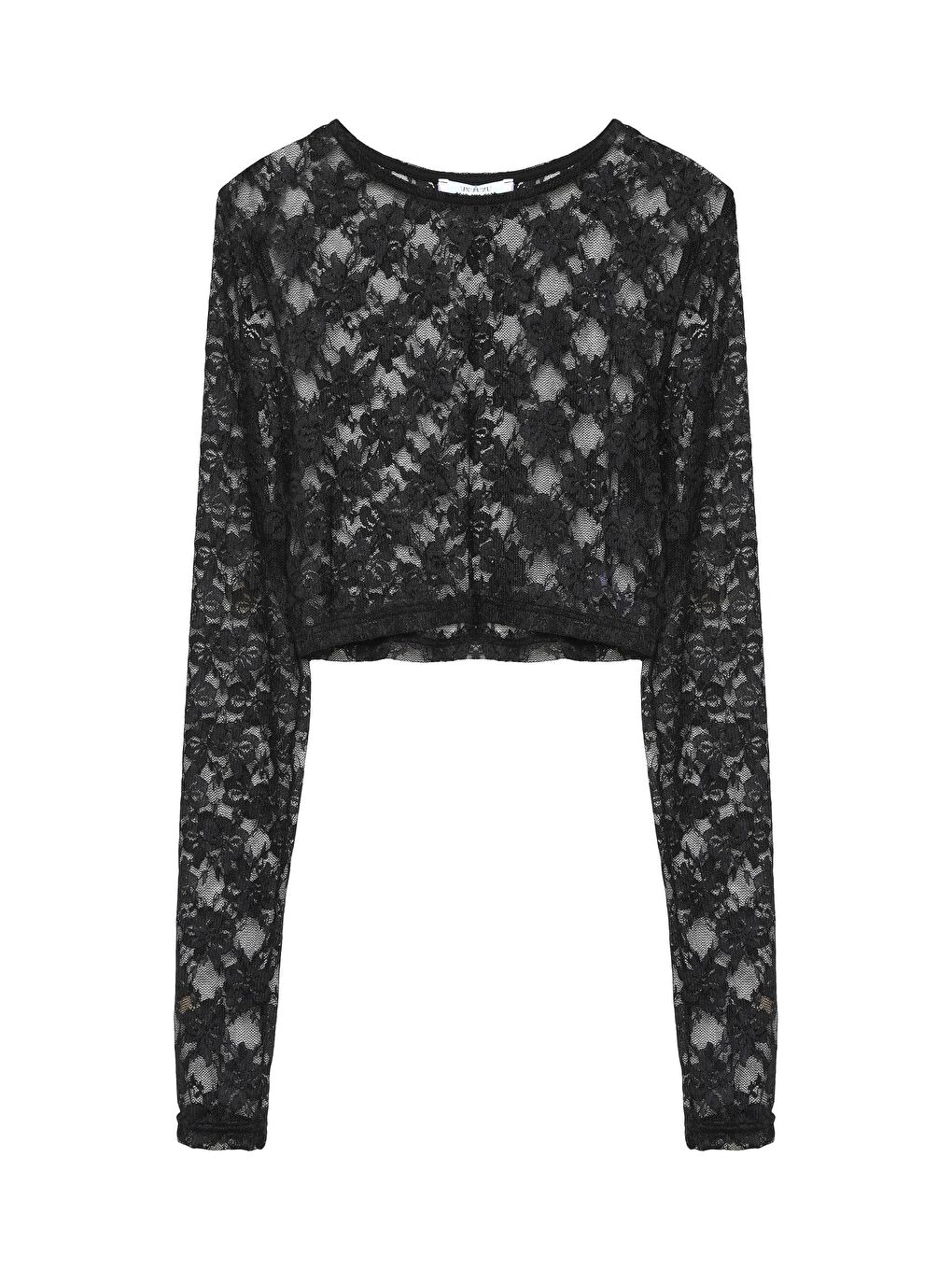 Dantel Detaylı Transparan Bluz Siyah