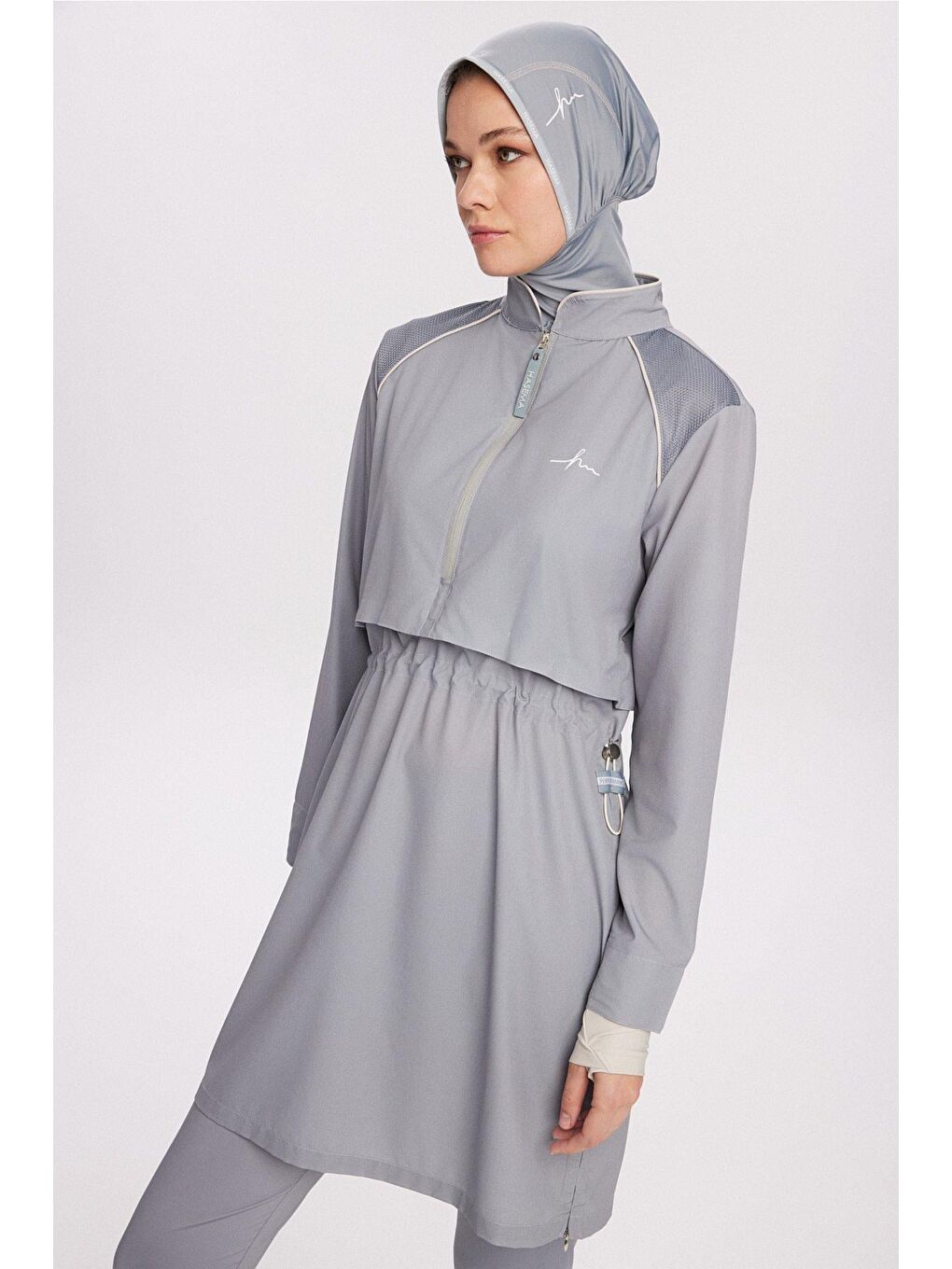 Turkuaz Performans Serisi Açık Mavi 5 Parça Tam Tesettür Mayo Takımı 2019-2