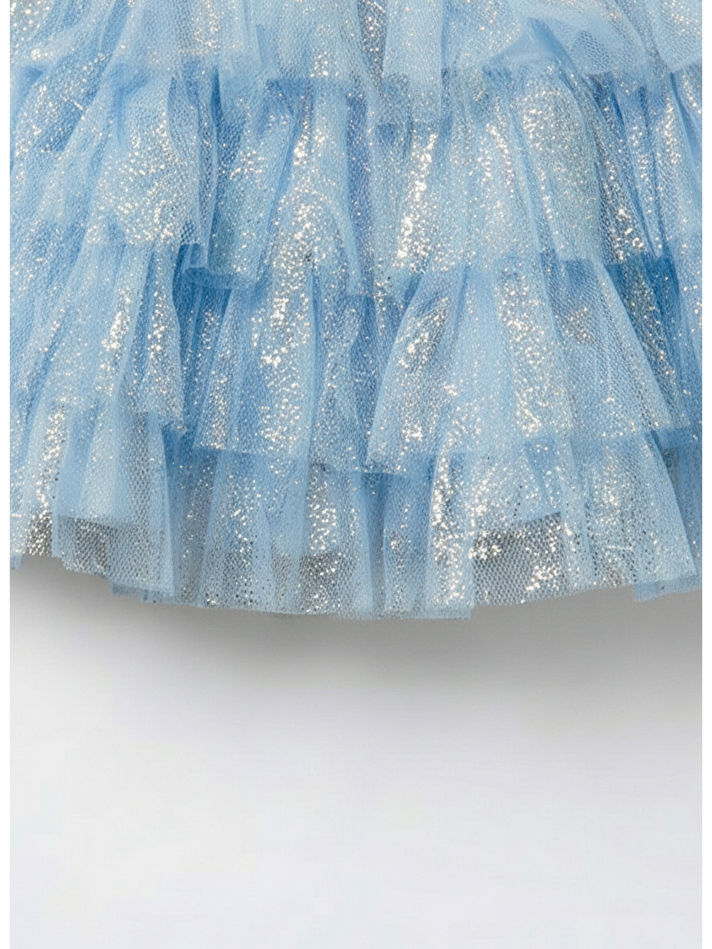 Kız Çocuk Pamuklu Astarlı Mavi Simli Tül Etek-3