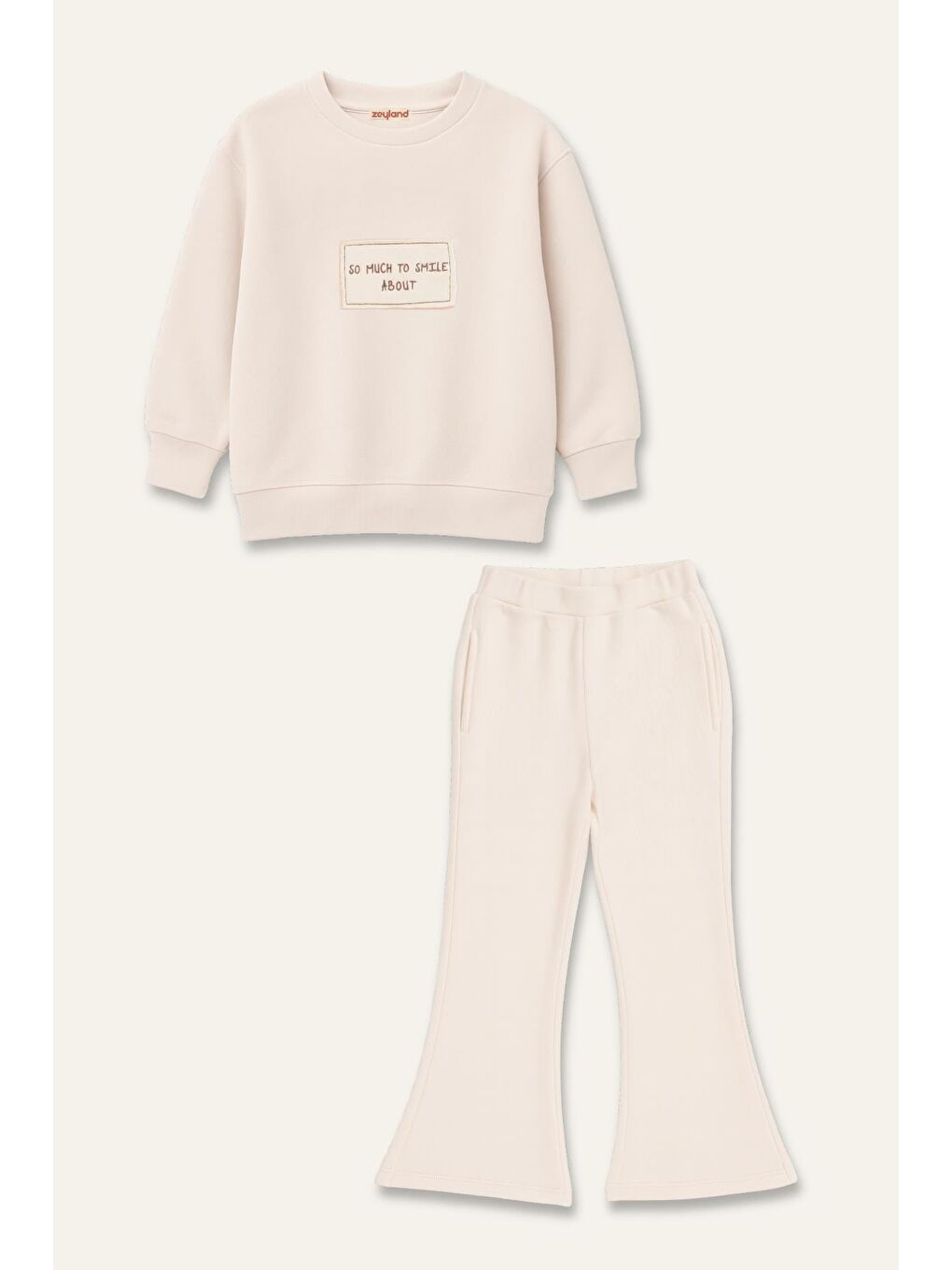 Ekru Kız Çocuk Yumoş İkili Takım - Krem