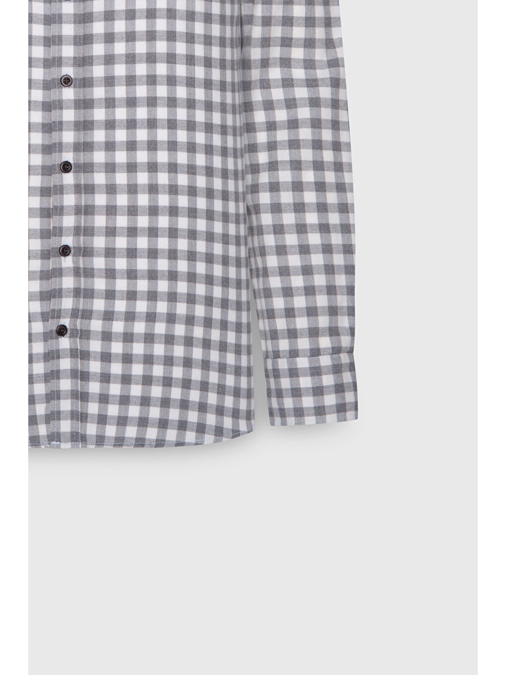 Erkek Gri-Beyaz %100 Pamuk Comfort Fit Rahat Kesim Düğmeli Yaka Flanel Gömlek-10