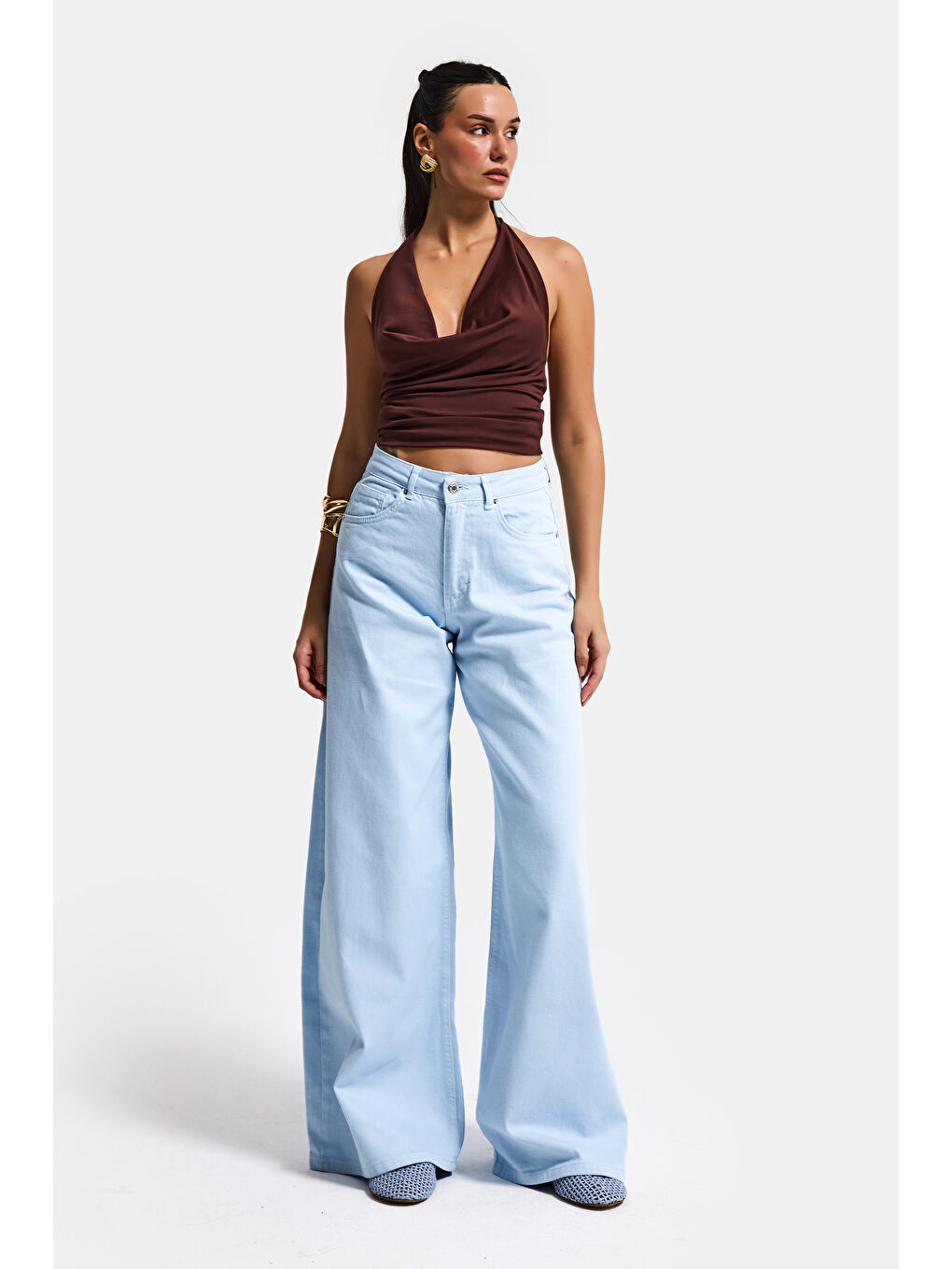 Kadın Bebe Mavisi 6s6-103 palazzo Fit Elastan Kumaş Denim Jean-4