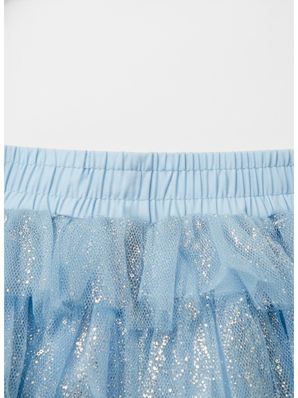 Kız Çocuk Pamuklu Astarlı Mavi Simli Tül Etek-5