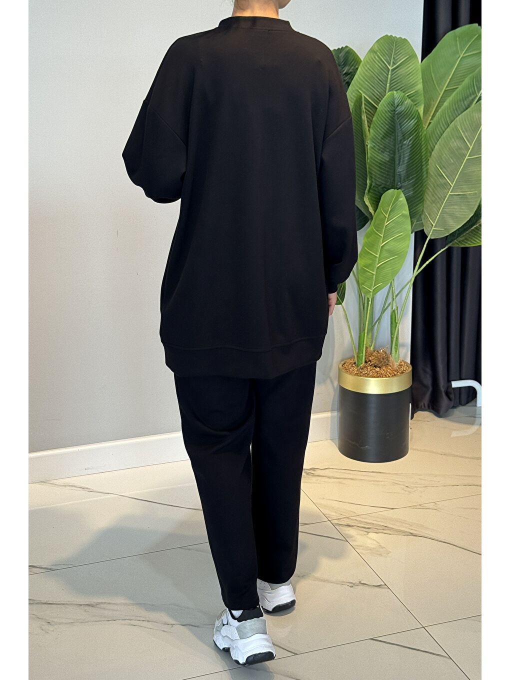 Fitilli Taş Detaylı Fermuarlı Takım 120299 Siyah-2