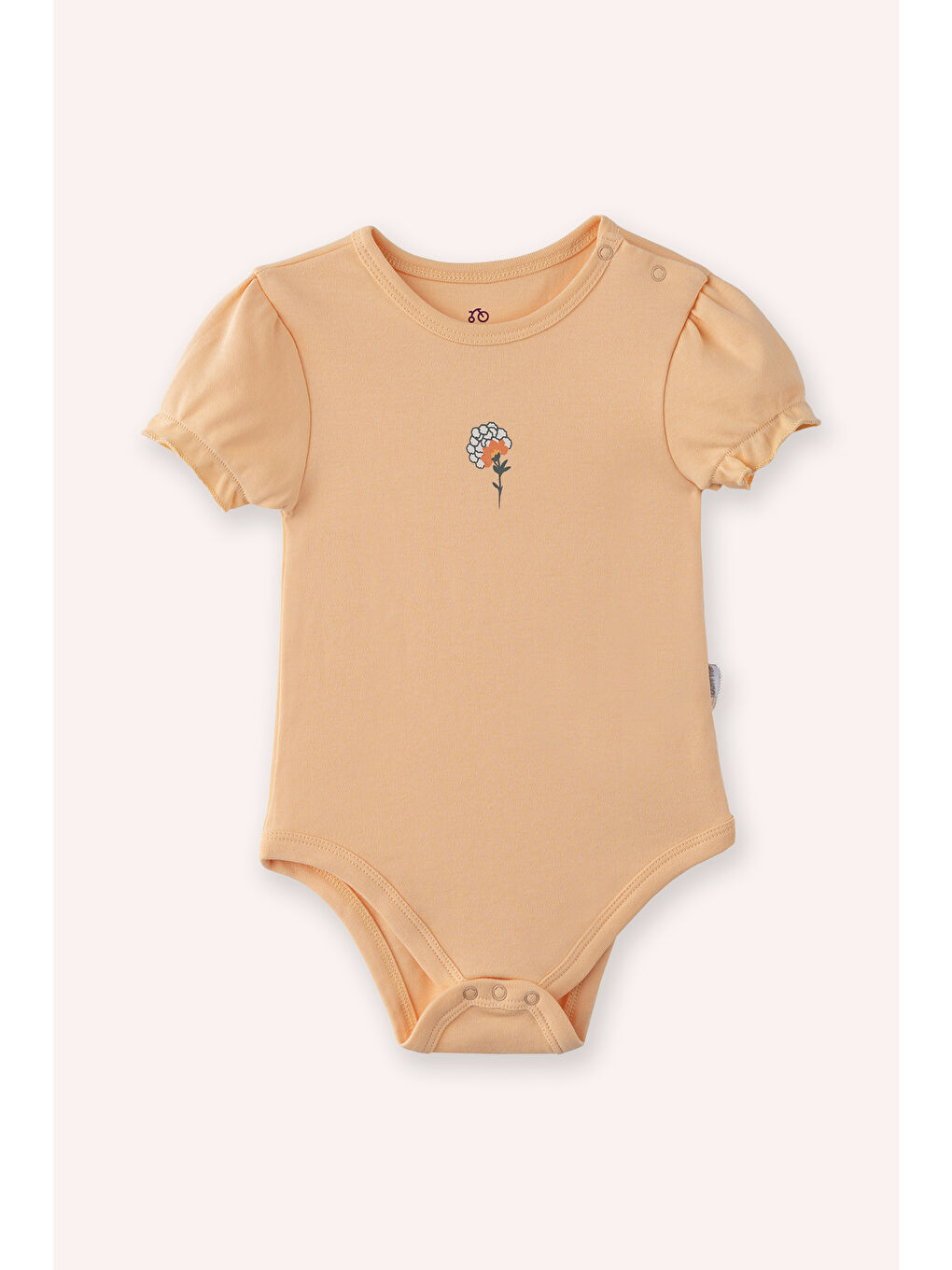 Yenidoğan Bisikilet Yaka Çiçek Baskılı Kol Ucu Lastikli Ekru 2'li Body-1