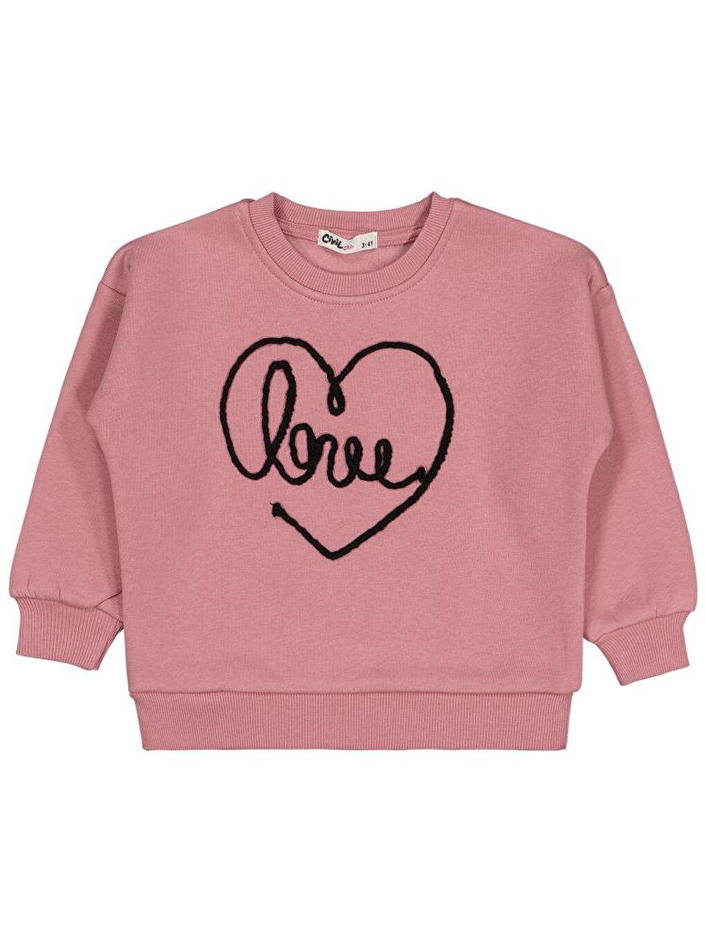 Pembe Girls Kalpli Love Nakışlı 2-5 Yaş Eşofman Takımı-2