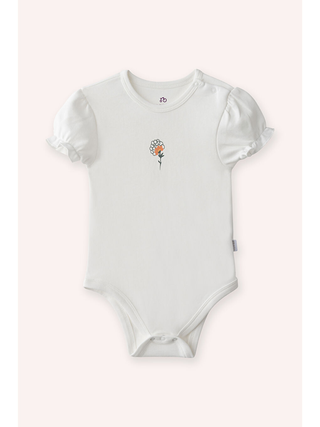 Yenidoğan Bisikilet Yaka Çiçek Baskılı Kol Ucu Lastikli Ekru 2'li Body-4
