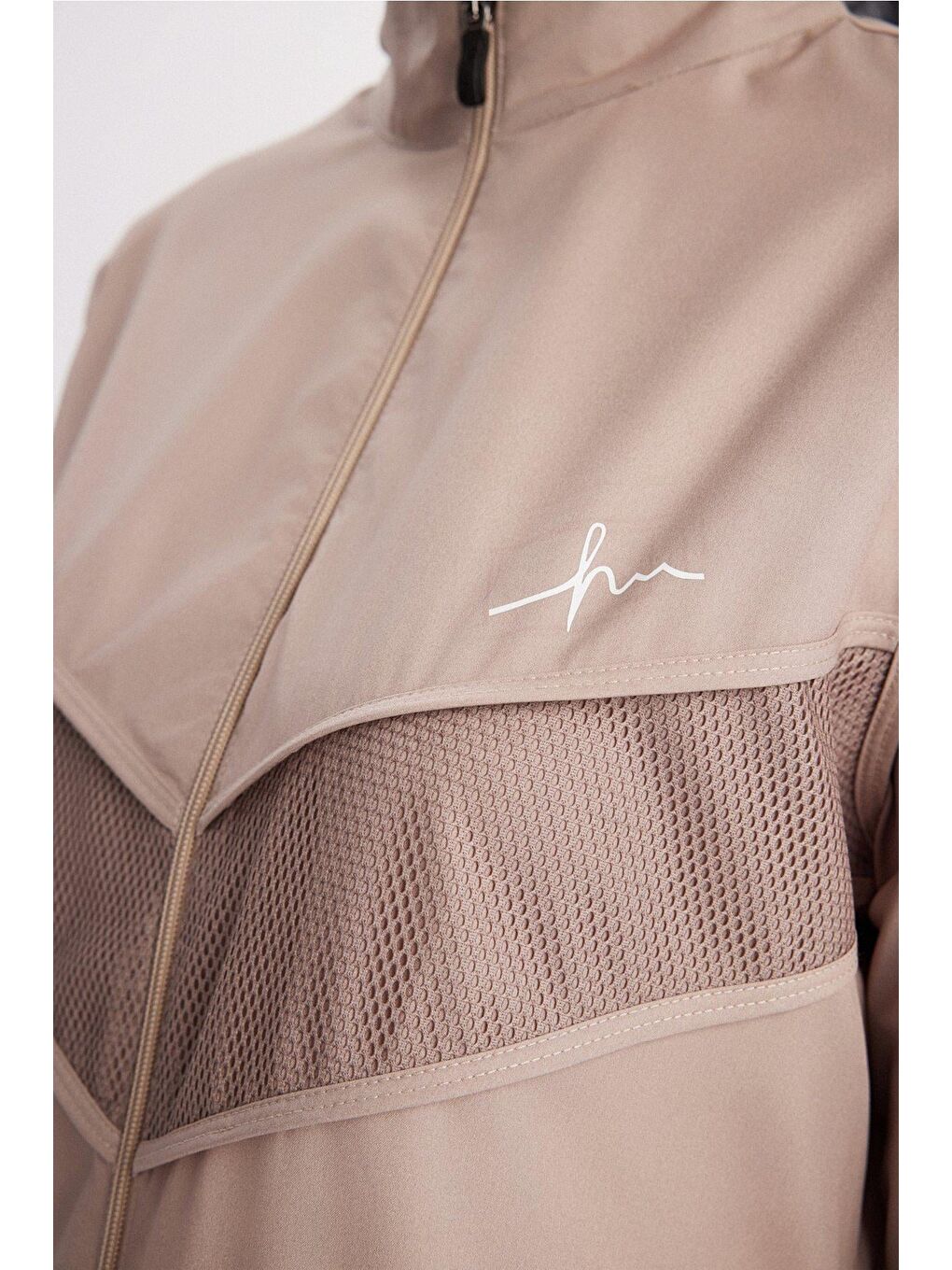 Bej File Detaylı Vizon 5 Parça Tam Tesettür Mayo Takımı 2853-3