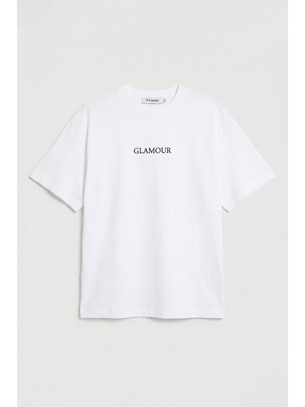Kadın Beyaz s6-127 Oversize Glamour Baskılı %100 Pamuk T-Shirt-3