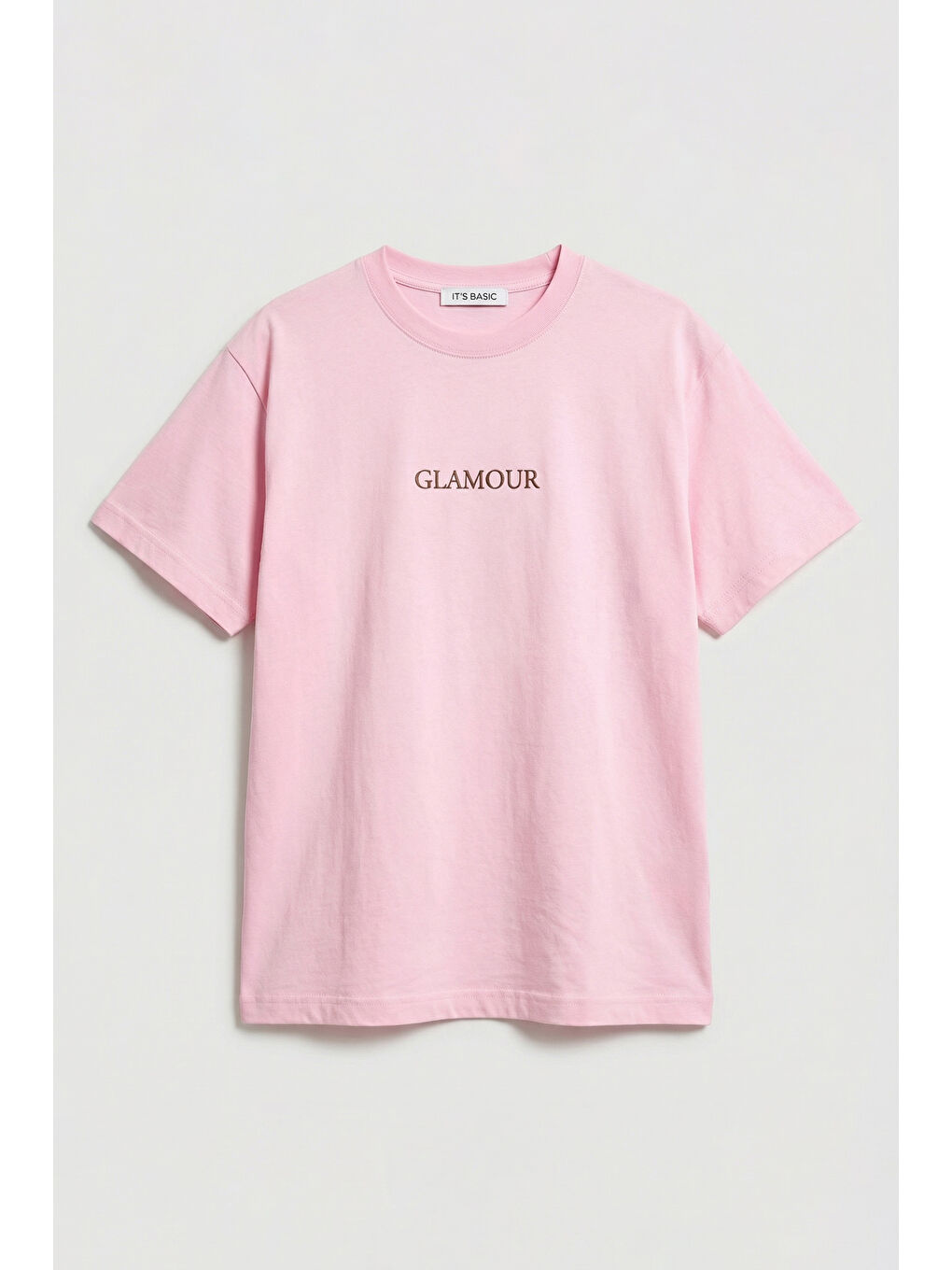 Kadın Pembe s6-98 Oversize Glamour Baskılı %100 Pamuk T-Shirt-5