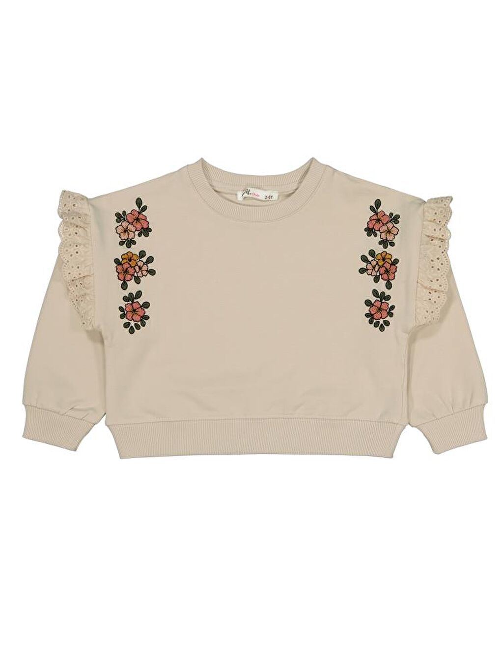 Bej Girls Kolu Fırfırlı 2-5 Yaş Eşofman Takımı