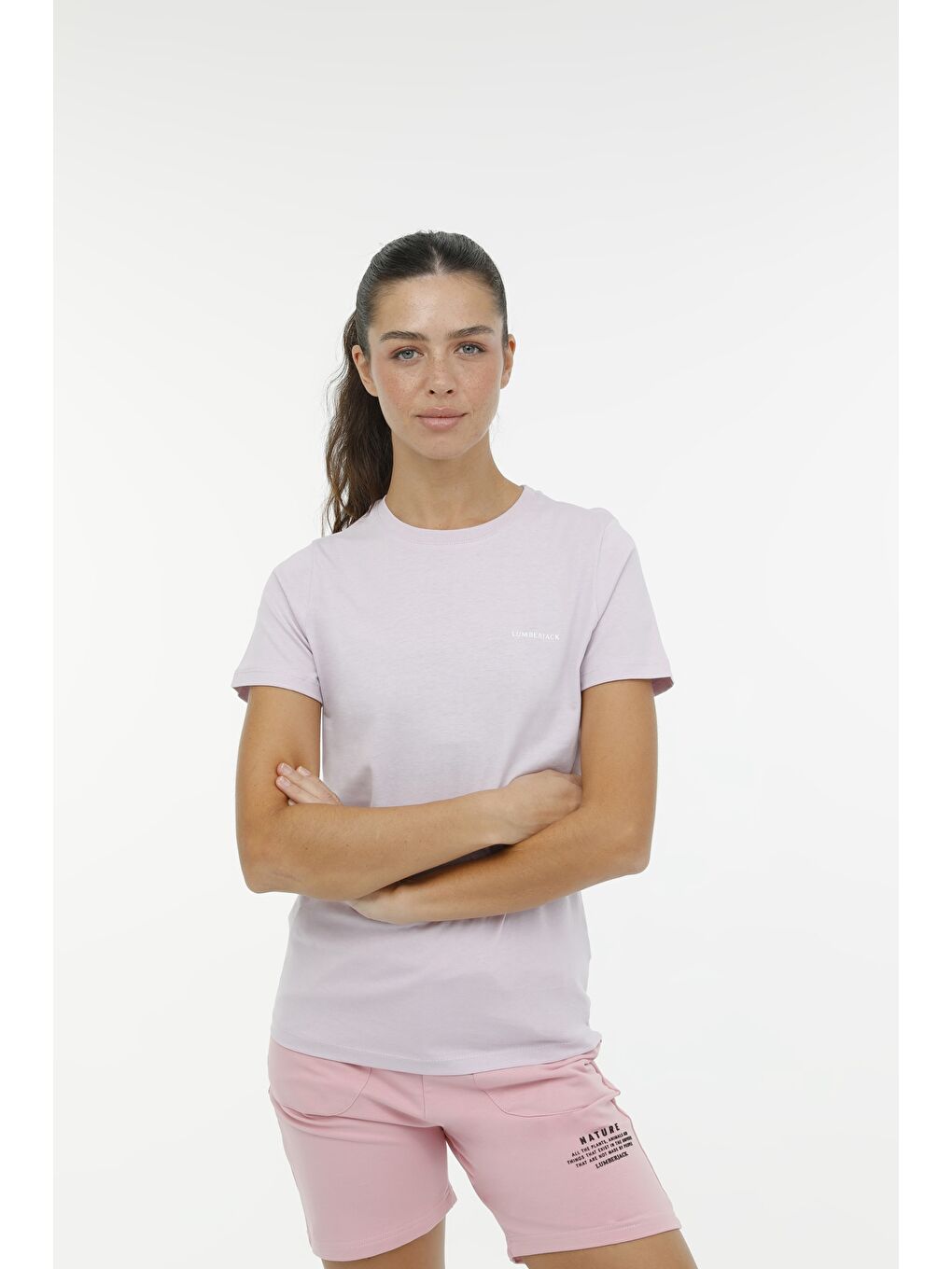 Mor W-CT122 BASIC C NECK T-SH Lila Kadın Kısa Kol Tişört