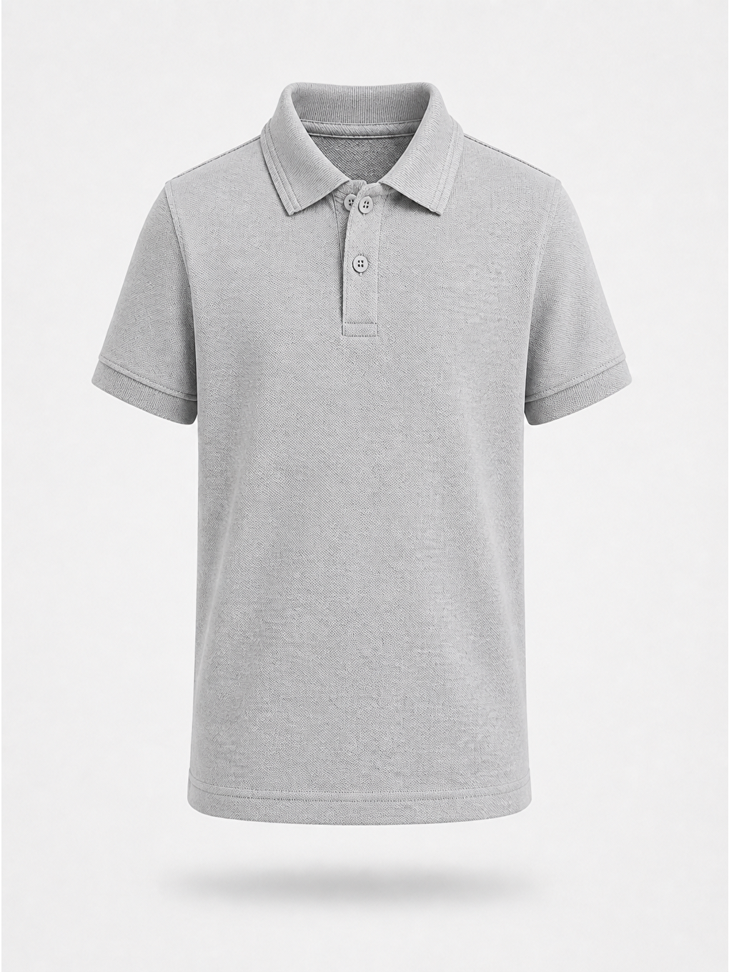 Gri Kids Polo Yaka Basic Kısa Kollu Unisex Çocuk Tişört-3
