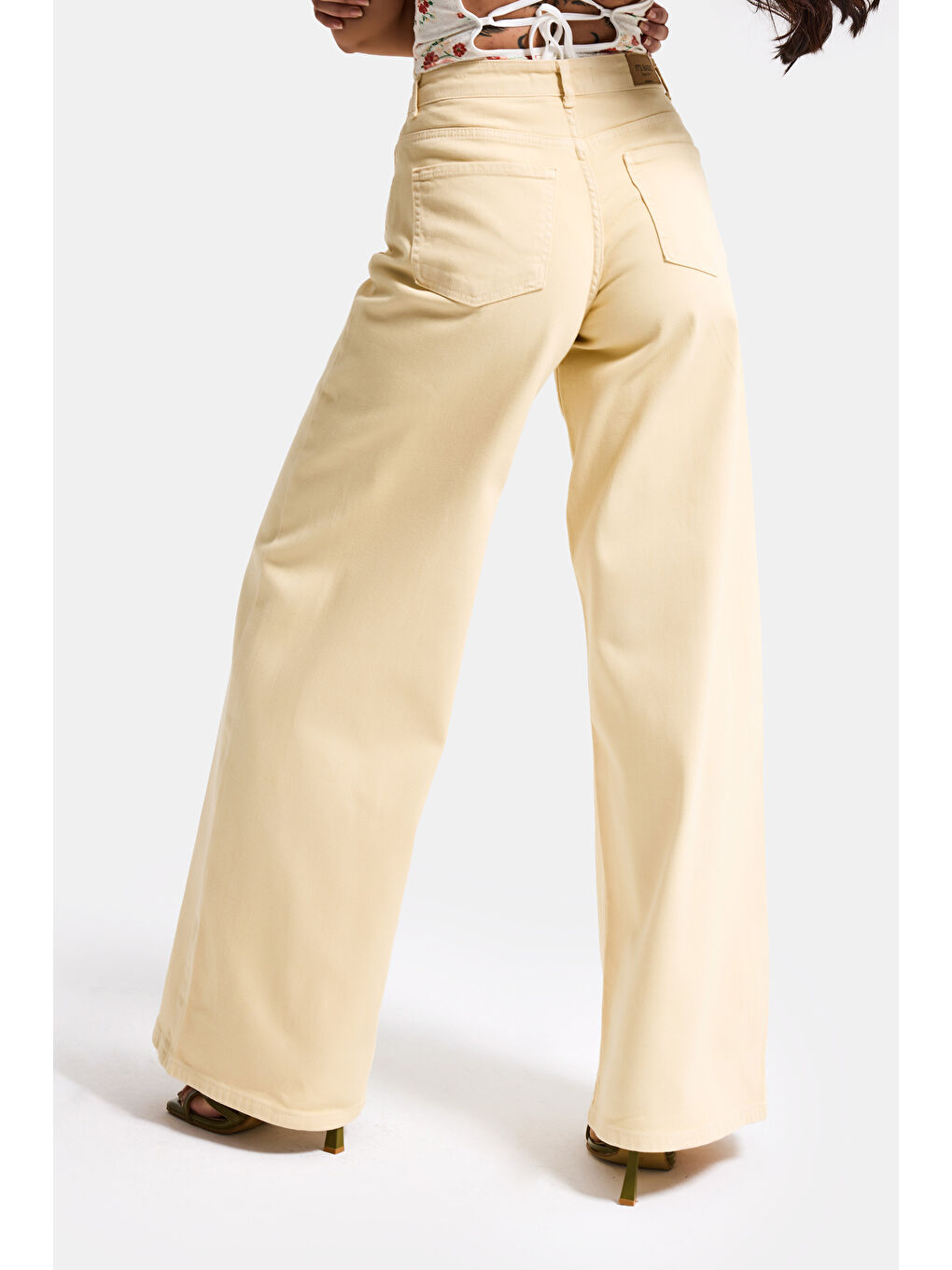 Kadın Sarı 6s6-109 Palazzo Fit Elastan Kumaş Denim Jean-6