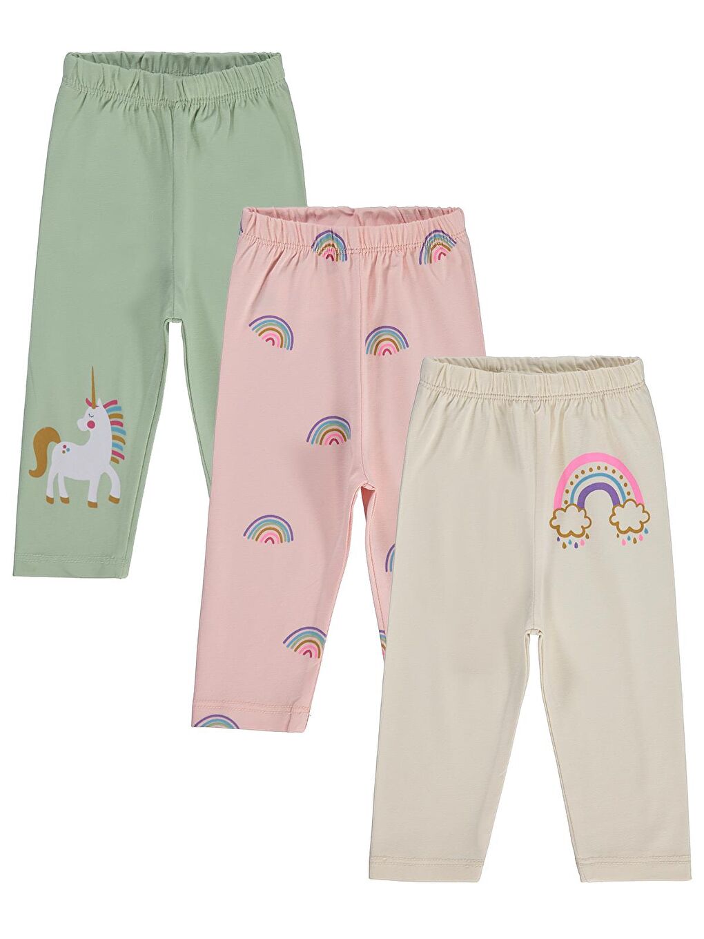 Beyaz Baby Baskılı 3'lü Set 6-18 Ay Tayt - Standart