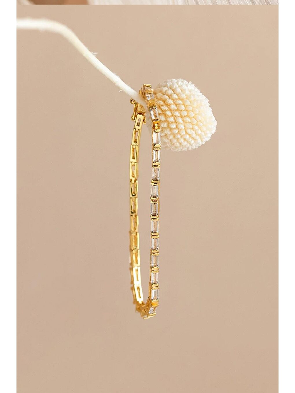 Sarı Macy Uzun Taşlı Modern Su Yolu Bileklik-7 mm Taşlı-2