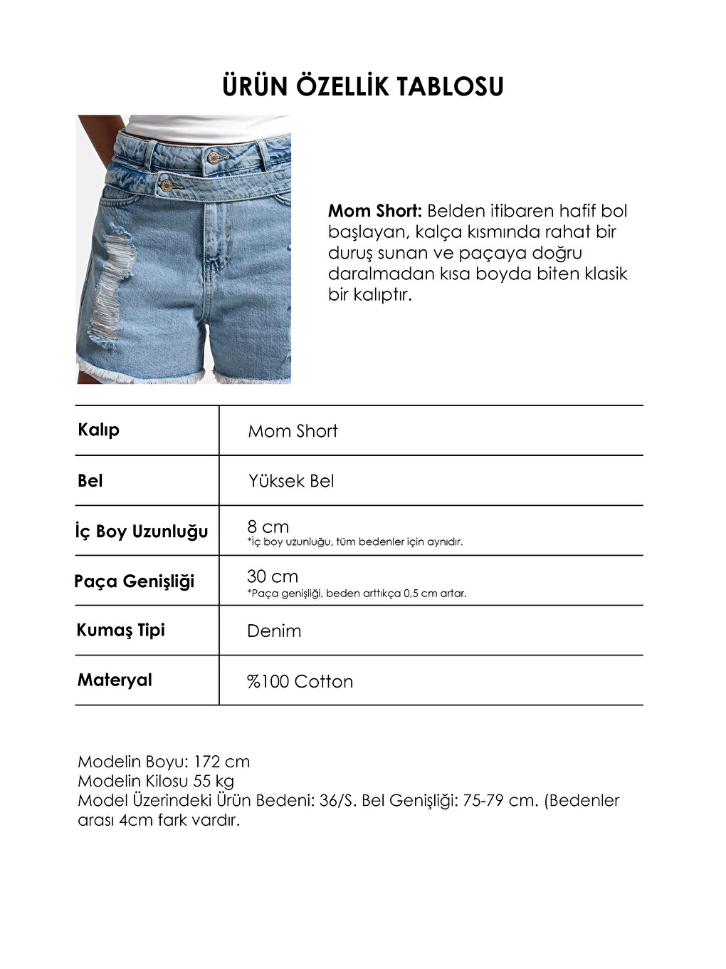 Mavi Kadın Jean Rengi 11s6-3 Relax Mom Kemer Detaylı Tasarım Denim Şort-3