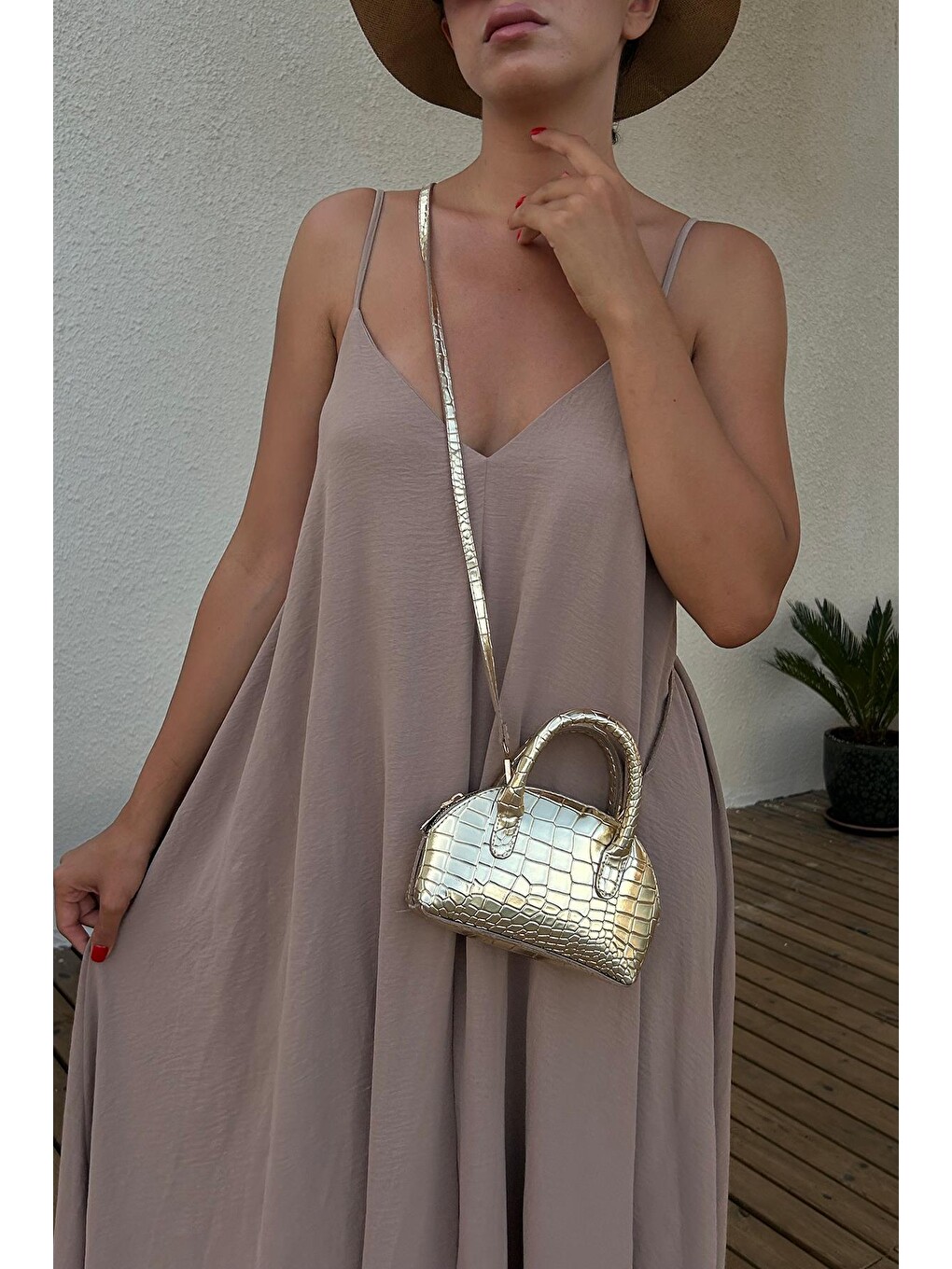 Sarı Clarke Croco Desen Uzun Zincir Askılı Kadın Omuz Çantası Bp-4822o-1