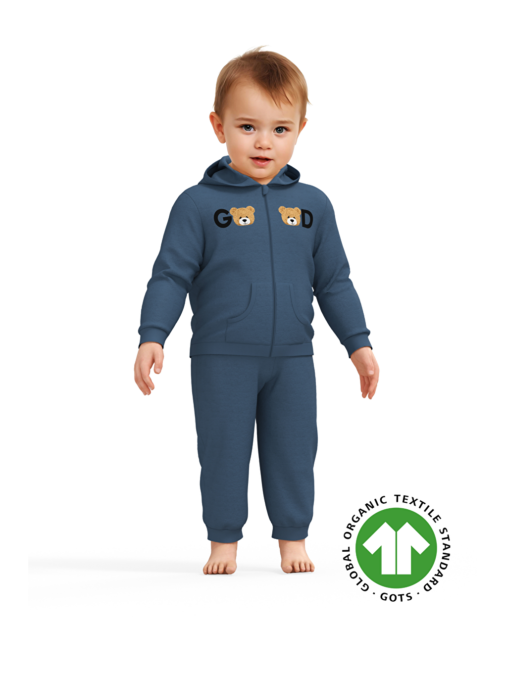 Mavi Kapüşonlu Ceket & Pantolon-5