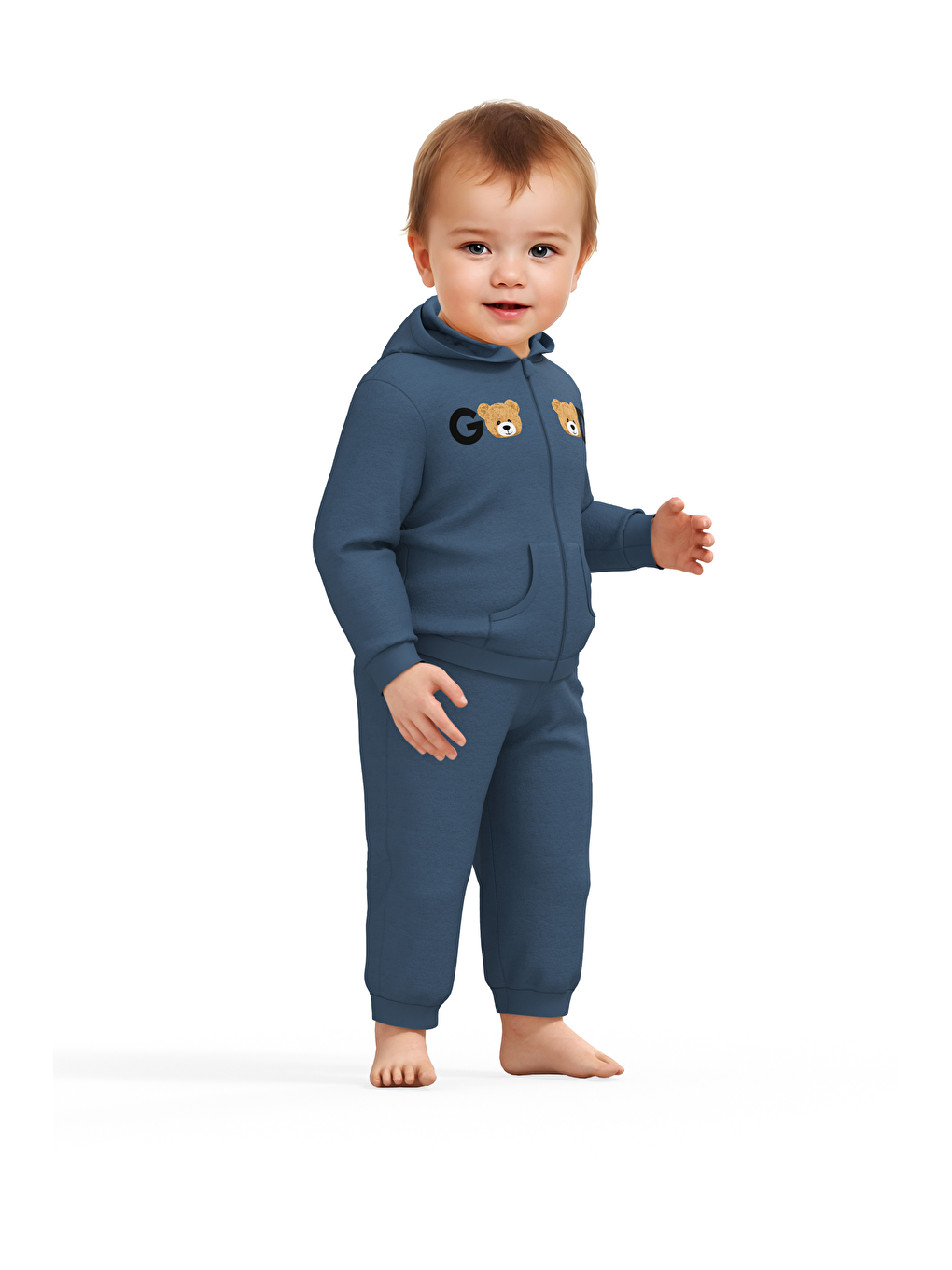 Mavi Kapüşonlu Ceket & Pantolon-6