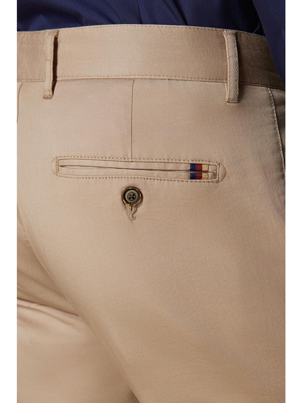 Chino Twill Pamuk Karışımlı Slim Fit Bej Erkek Düz Pantolon-3