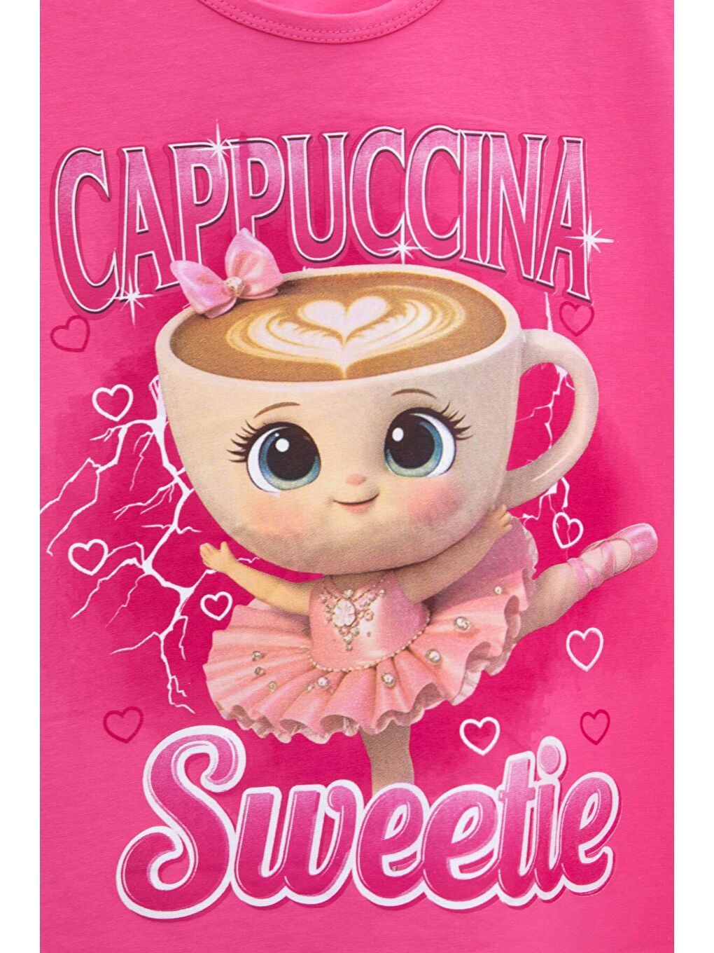 Pembe Ballerin Baskılı Geniş Paça Taytlı Kız Çocuk 2li Takım 23798-3