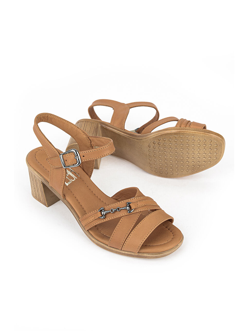 Kahverengi Kadın Hakiki Deri Topuklu Sandalet 1611020Z2220 Camel-3