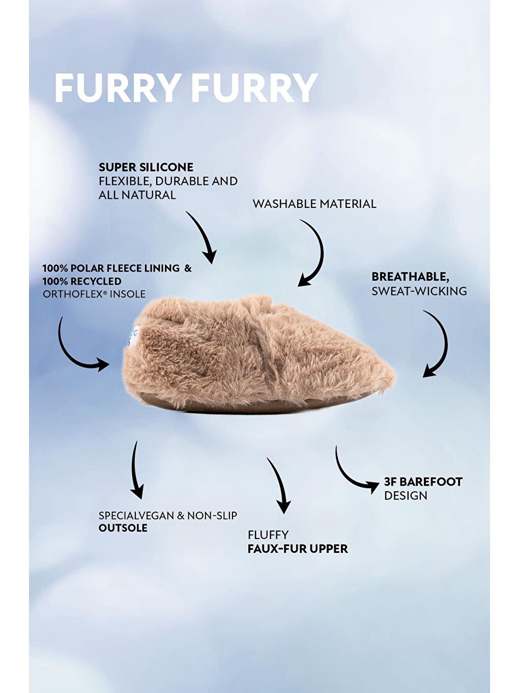 Hopfrög Furry Furry Bej Kürk Barefoot Patik - 1
