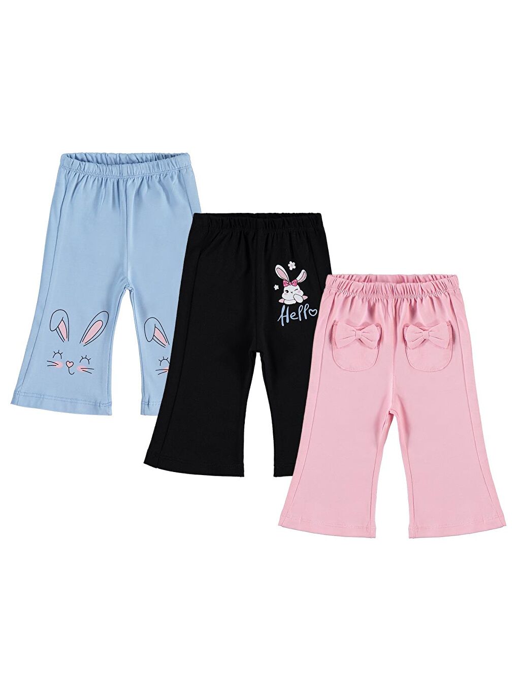 Beyaz Baby Tavşan Baskılı 3'lü Set 6-18 Ay Tayt - Standart