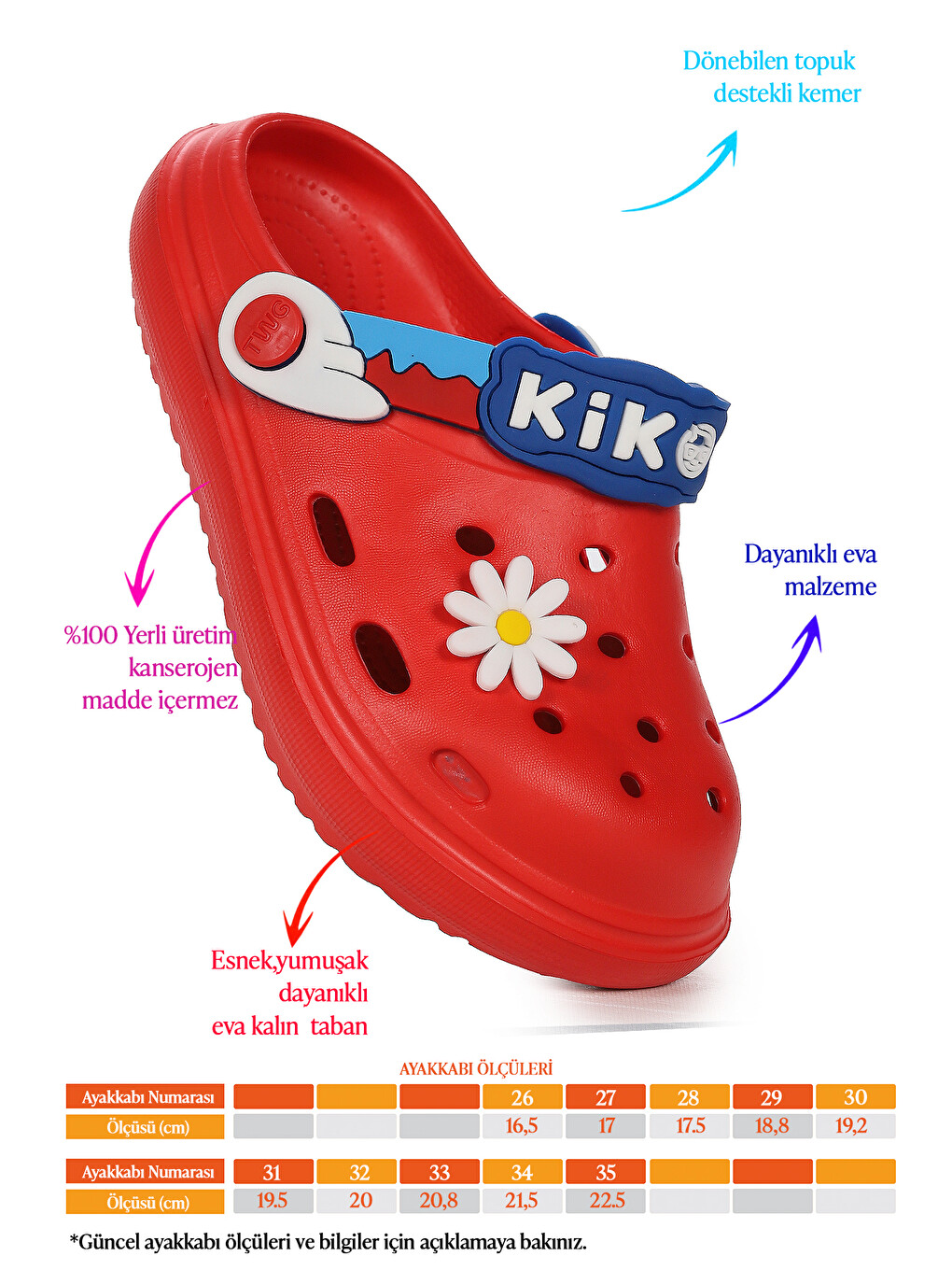 Kırmızı Printed Eva Plaj Havuz Okul Kreş Kız Çocuk Terlik-1