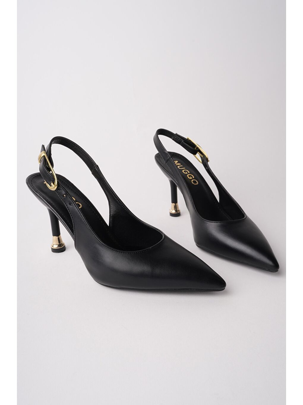 Siyah CHİC Sivri Burun Arkası Açık Kadın Topuklu Ayakkabı