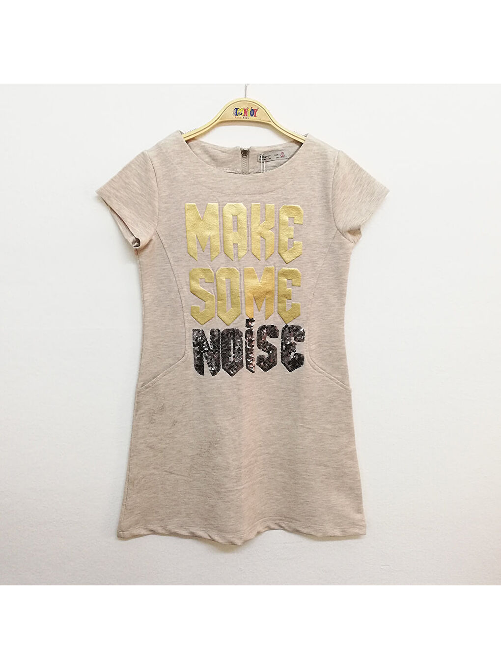 Kahverengi Kız Çocuk Varak Pullu Elbise