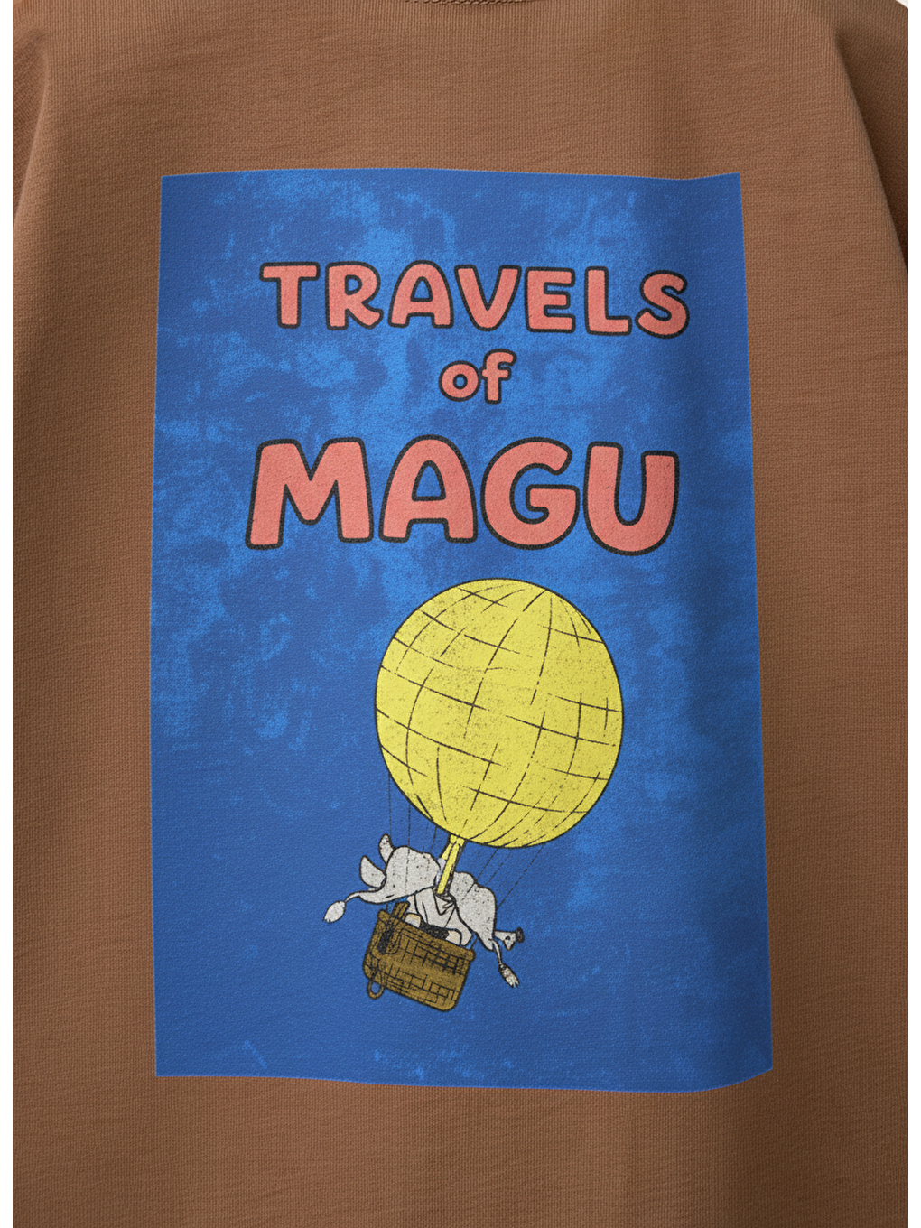 Unisex Çocuk Pamuklu Kahverengi Baskılı T-Shirt Ve Çizgili Pantolon Takım-4