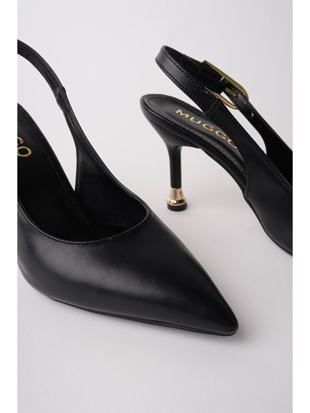 Siyah CHİC Sivri Burun Arkası Açık Kadın Topuklu Ayakkabı-2