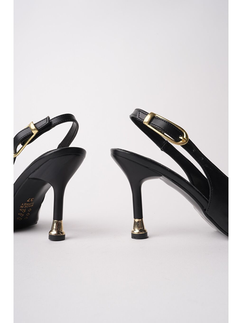 Siyah CHİC Sivri Burun Arkası Açık Kadın Topuklu Ayakkabı-4