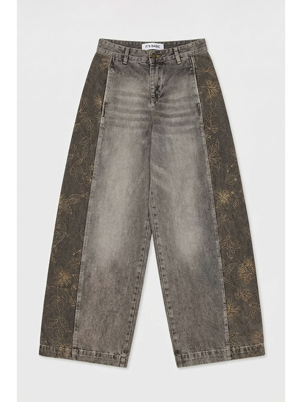 Mavi Kadın Jean Rengi 4s6-16 Süper Baggy Balon Fit Nakış Detaylı Özel Tasarım Denim Jean-2