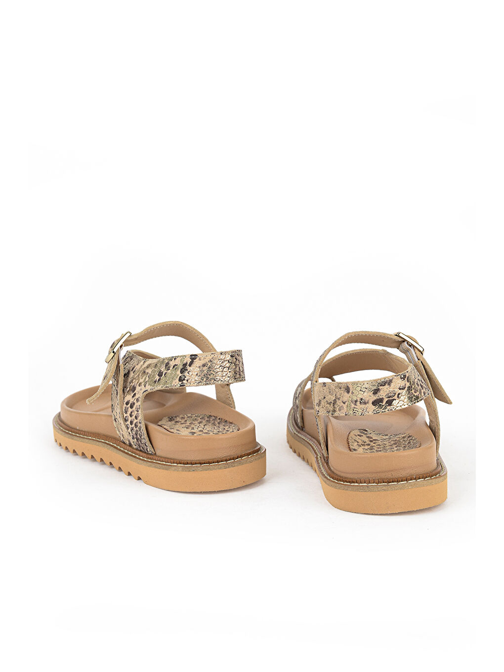 Kadın Hakiki Deri Sandalet 1611050Z8523 Bej-Yılan-2