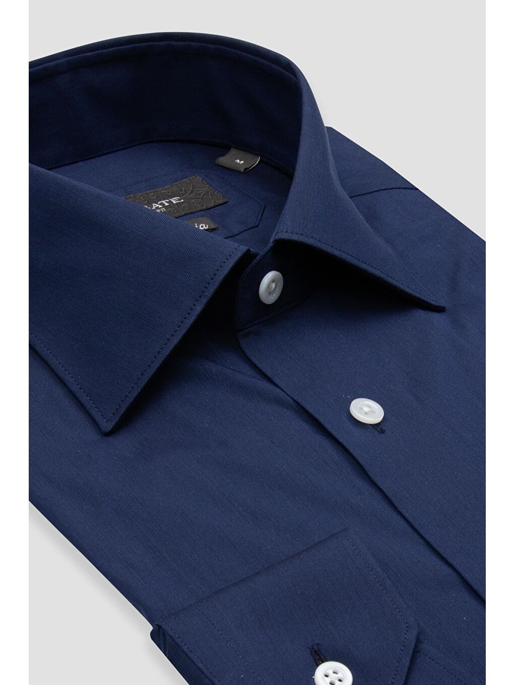 Sartoria Poplin Stretch Pamuk Karışımlı Slim Fit Lacivert İtalyan Yaka Erkek Düz Gömlek-1