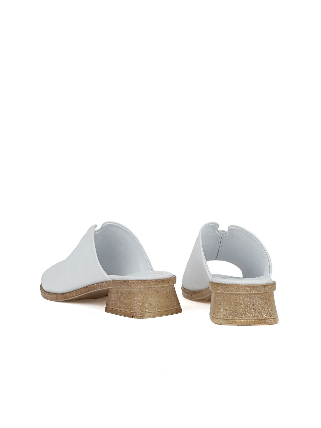 Kadın Hakiki Deri Topuklu Terlik 1611020Z6189 Beyaz-2