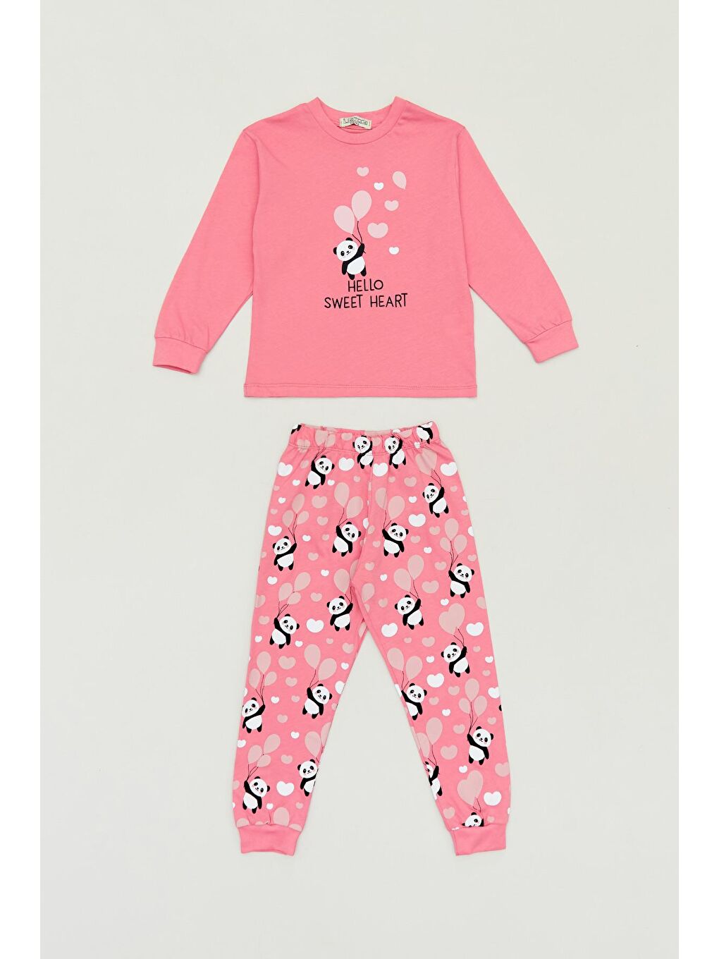 Mercan Panda Baskılı Bisiklet Yaka Kız Çocuk Takım