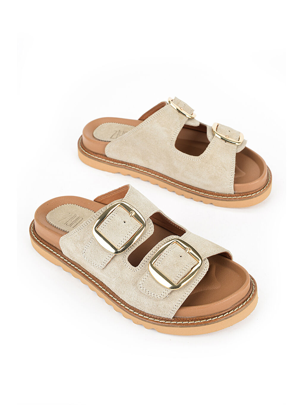 Kadın Hakiki Deri Terlik 1611050Z8526 Gri-1