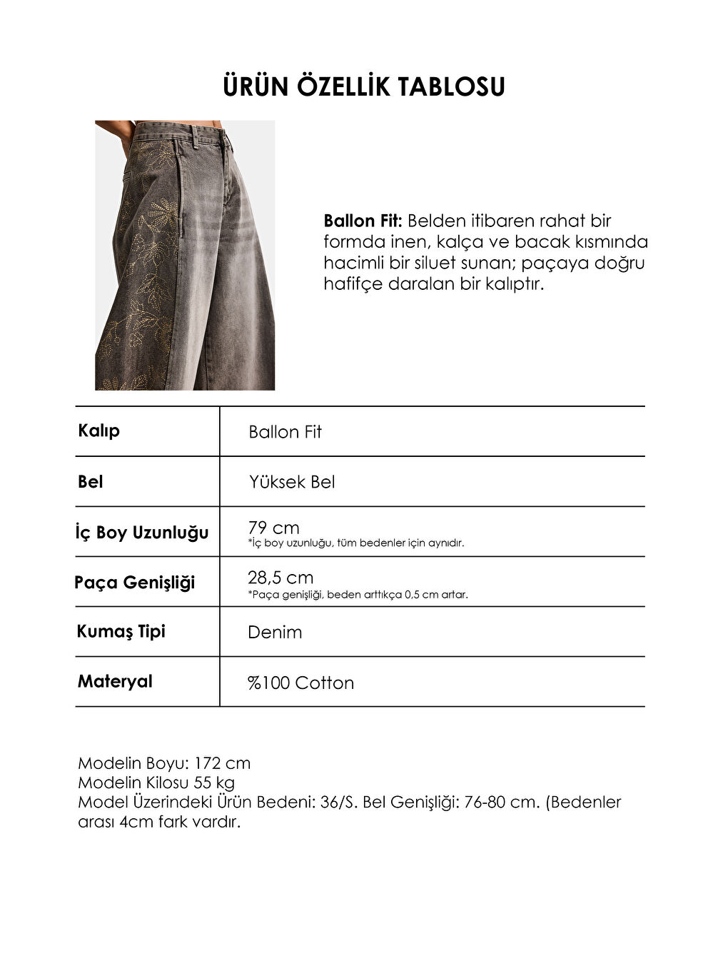 Mavi Kadın Jean Rengi 4s6-16 Süper Baggy Balon Fit Nakış Detaylı Özel Tasarım Denim Jean-4