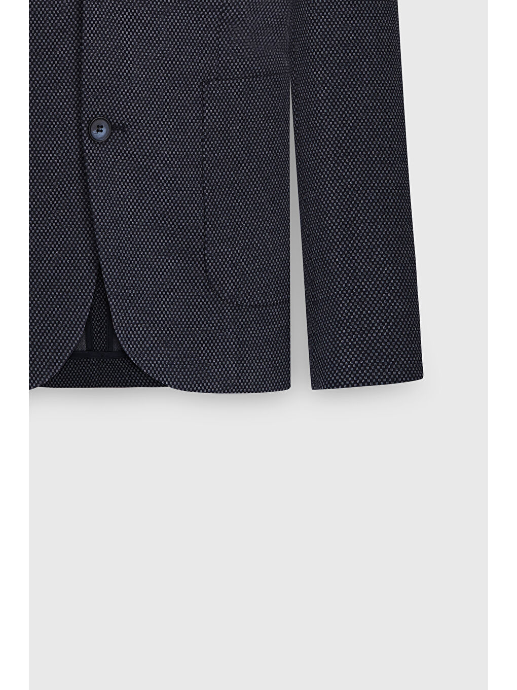 Erkek Lacivert Slim Fit Dar Kesim Mono Yaka Desenli Torba Cepli Ceket-7